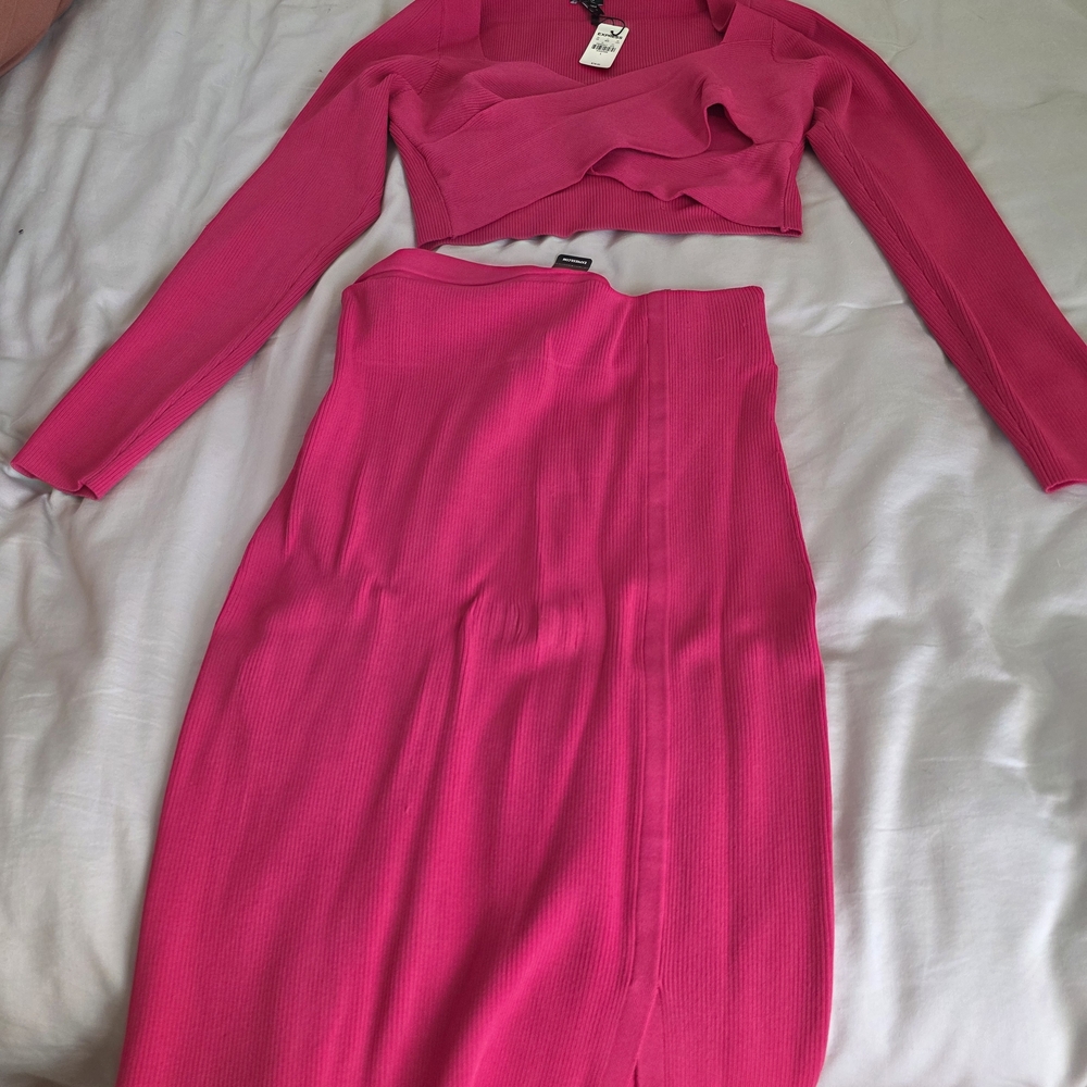 Express Vibrant Pink Skirt Set